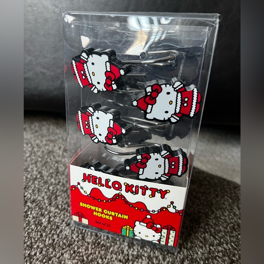 Hello Kitty Christmas Holiday Bathroom Shower Curtain Hooks